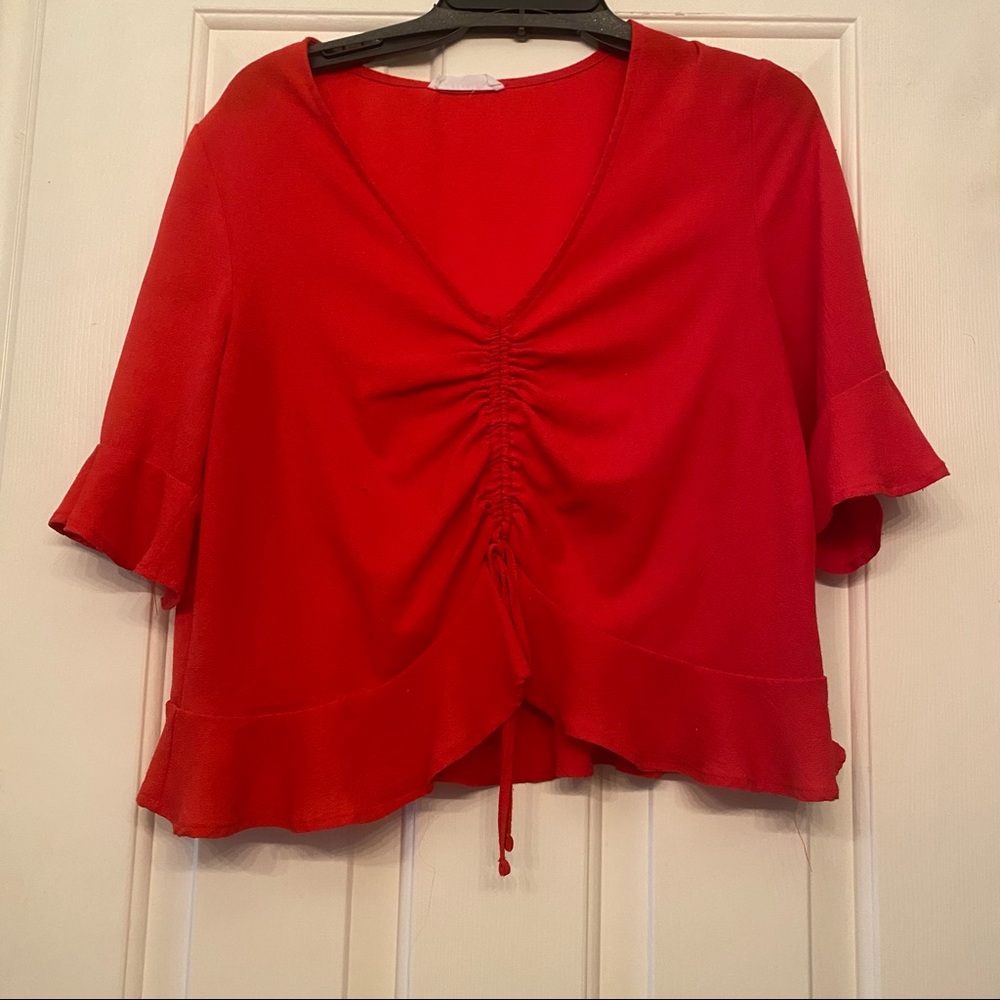 Short sleeve red blouse